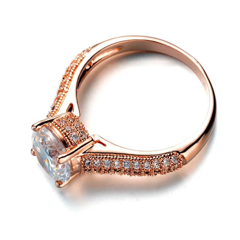DAN'S ELEMENT бренд Австрийские кристаллы уровень ААА роскошные розовое золото из меди Цвет Свадебные Кольца для женщин Мода циркония