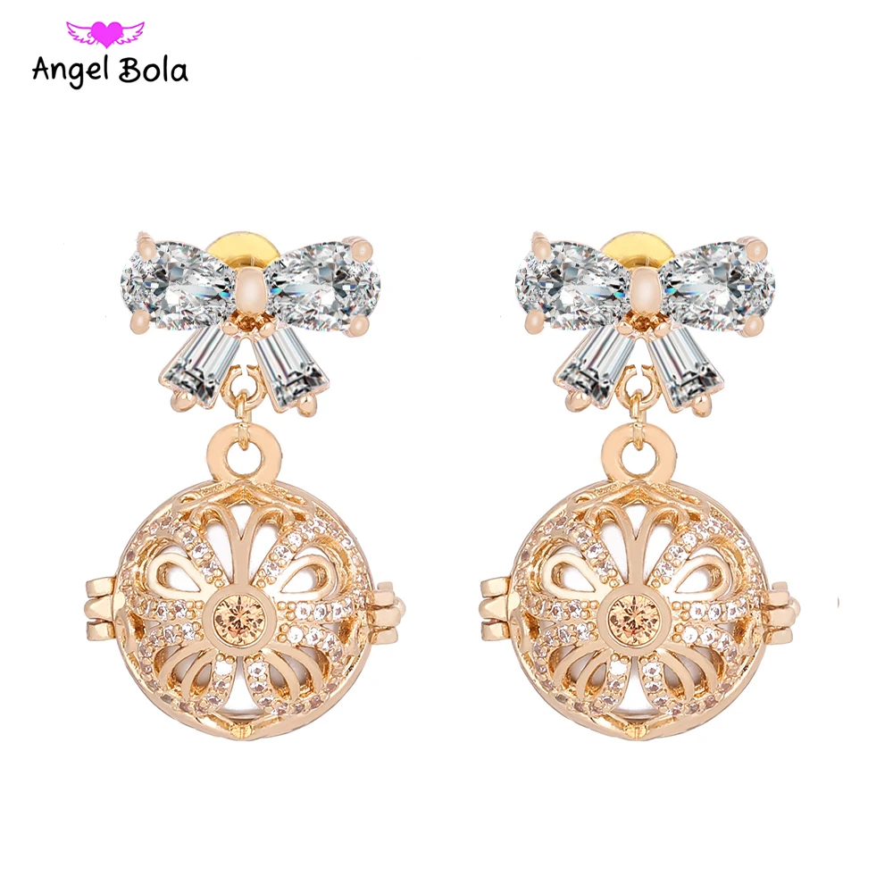 

Aromatherapy Earring CZ Butterfly Design Stud Earrings Fragrance Essential Oil Locket Jewelry For Women Gift 16mm EL-003