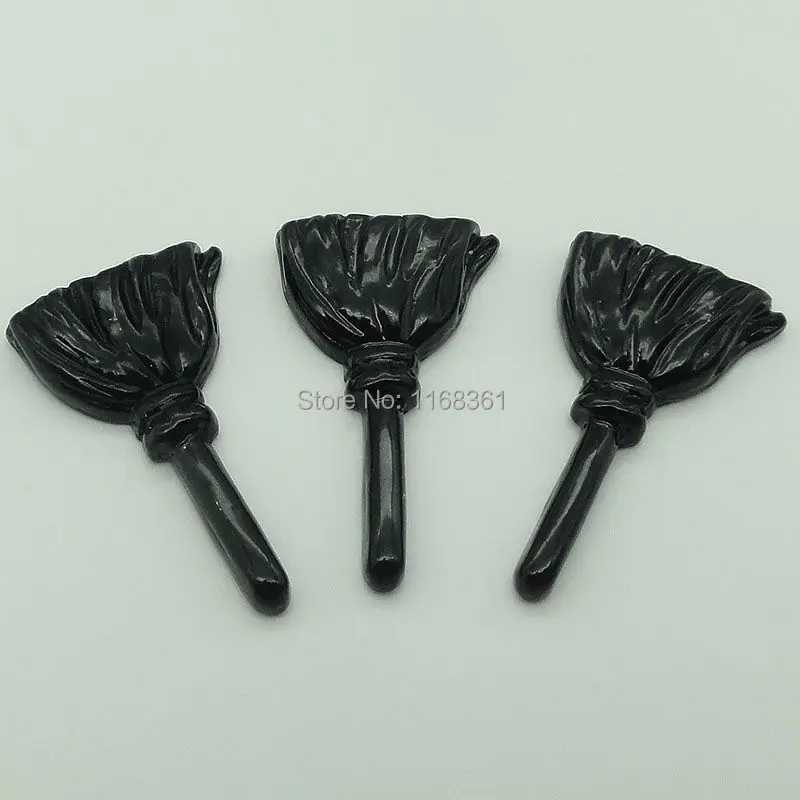 1pcs/lot resin flat back Halloween black broom 38mm Cabochons Scrapbooking Hair Bow Center DIY Christmas decration C105-5