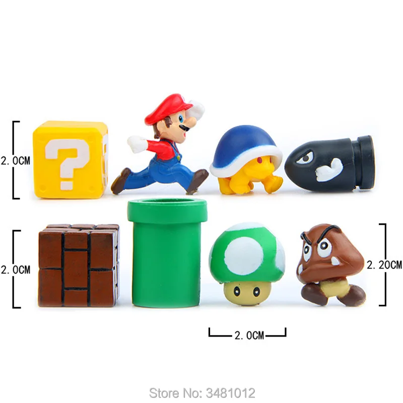 Super Mario Bros Game Scene Blocks Mini PVC Action Figures Koopa Troopa Toad Miniatures Mushroom Anime Figurines Dolls
