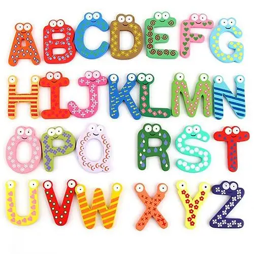 

26 Alphabet Magnetic Letters Wooden English Magnets Baby Education Toys
