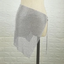 Новинка, женская сексуальная клубная юбка Minni, блестящие стразы, металлическая цепочка, роскошная женская одежда для ночного клуба, золотые, серебряные юбки для вечеринок