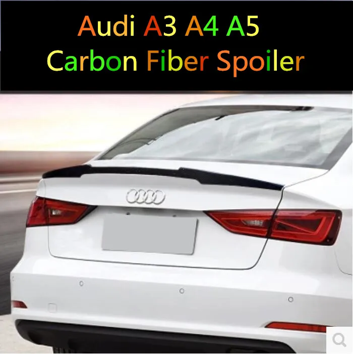 

Carbon Fiber REAR TRUNK LID AERO WING SPOILER FOR Audi A3 S3 A4 B8 B9 A5 2DOOR 4DOOR by EMS