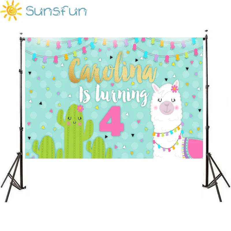 Sunsfun Fiesta Llama фон веселый день рождения фоны Llama вечерние кактус ниже Мексиканская тема, детский душ вечерние фон HC37