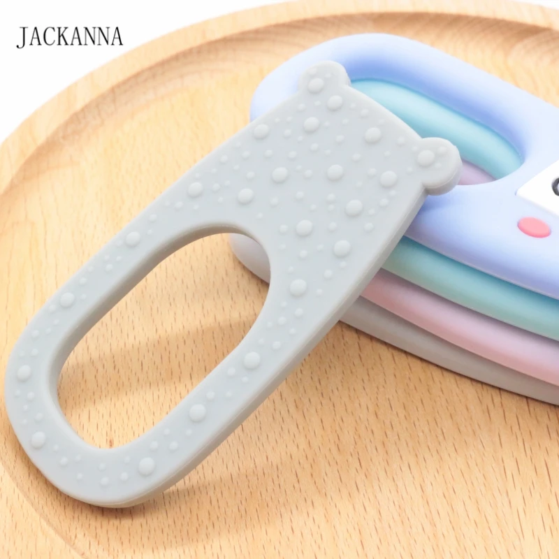 1PC Animal Shape Silicone Teether Wooden Ring Nursing Accessories Chewable Rattle Toy Circle Newborn Shower Gifts Baby Teether