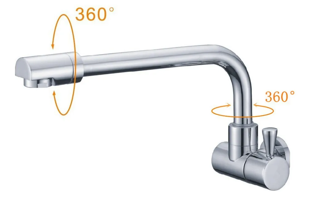 Free shipping in wall kitchen faucet for kitchen Single Handle Wall Mount Bathroom Sink Faucet In
