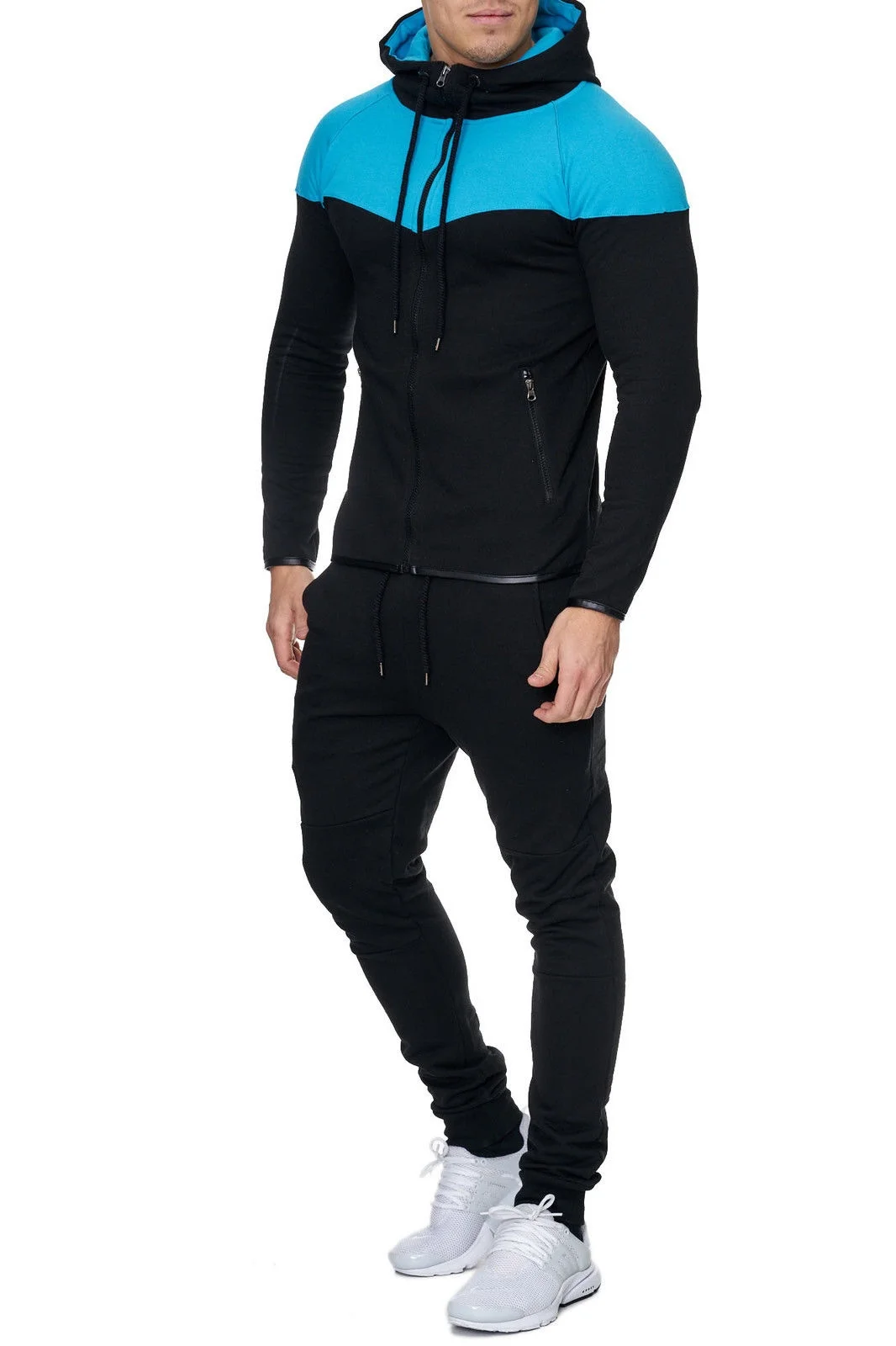 ZOGAA Mens Track Suit Casual 2 Piece Set Fashion Color Block Hooded Sportswear Sweatsuit For Male Survetement Men Sportsuit ZOGAA Mens Track Suit Casual 2 Piece Set Fashion Color Block Hooded Sportswear Sweatsuit For Male Survetement Men Sportsuit