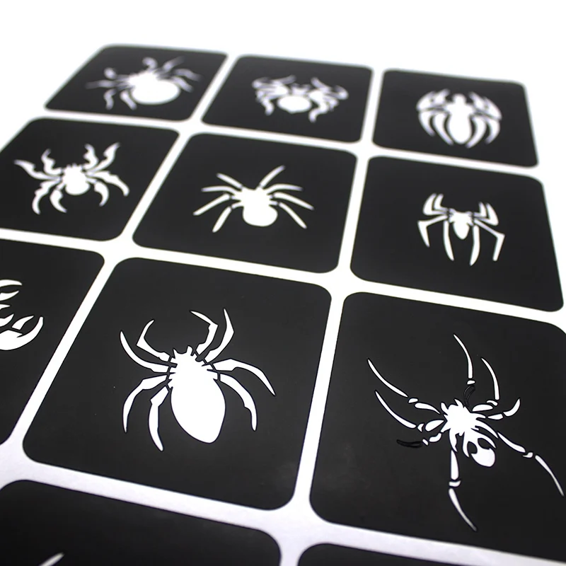 Temporary Tattoo Sticker 136pcs/lot Glitter Tattoo Stencil Cartoon Bear Bow Spider Scorpion Design for Woman Man