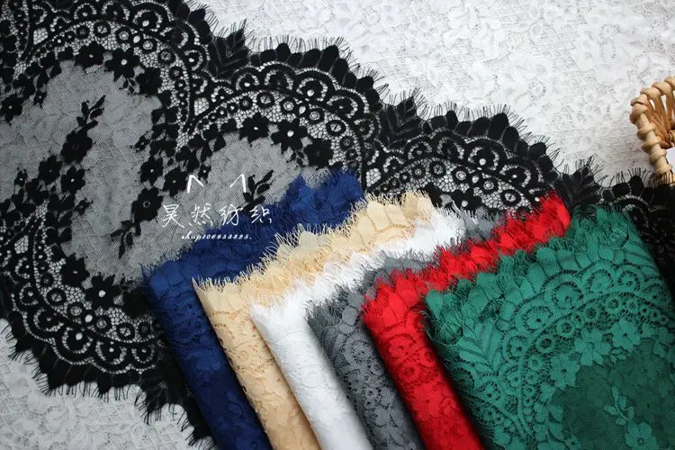 

Beige, Blue, Green, Grey, Black, Off white, Red 7 colors in stock eyelash scallop lace trimming 3 Meters/lot girls clothing lace