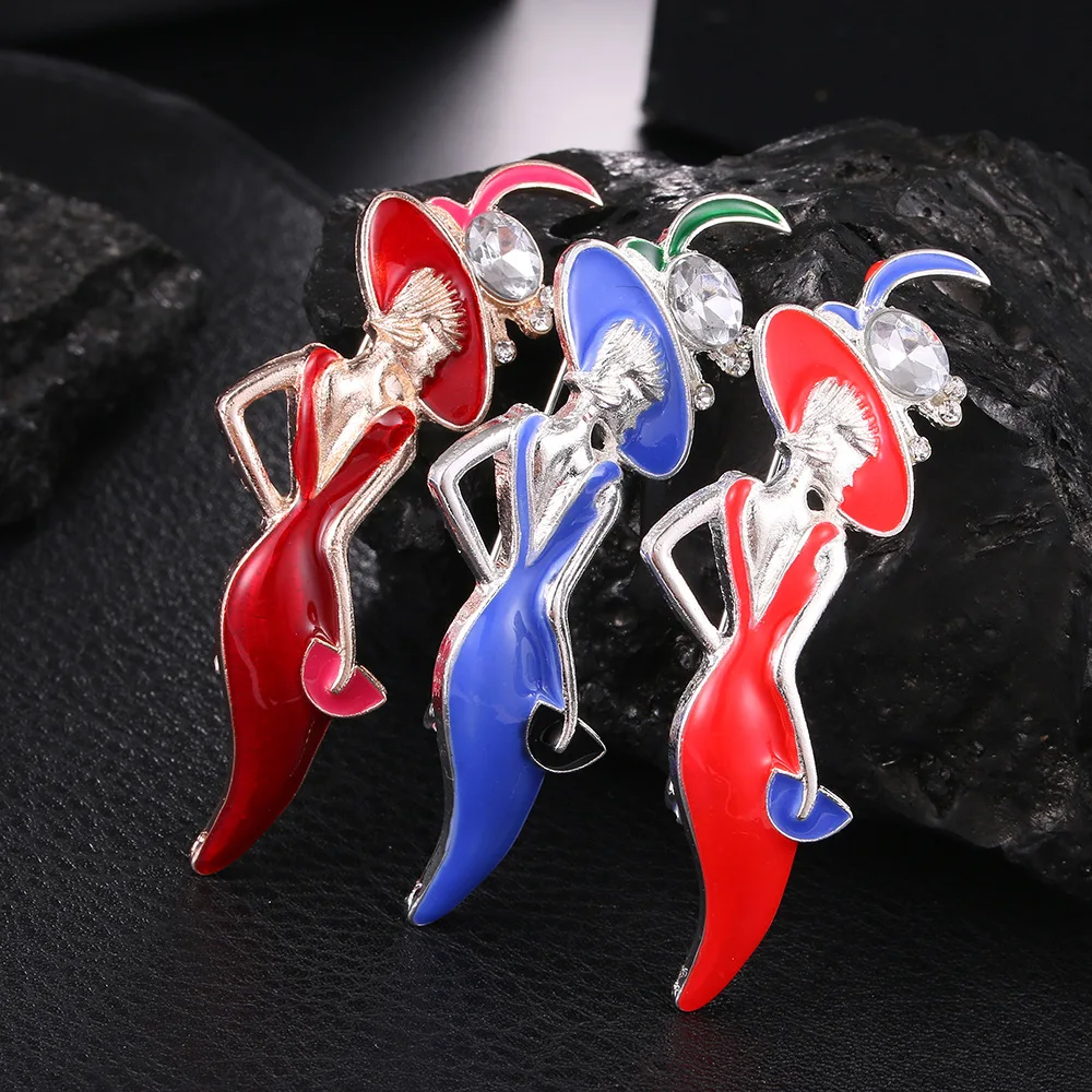 

European and American Jewelry Sexy Women Dropping Oil Brooch Cap Party Girls Fashion Jewelry Cute Brooch