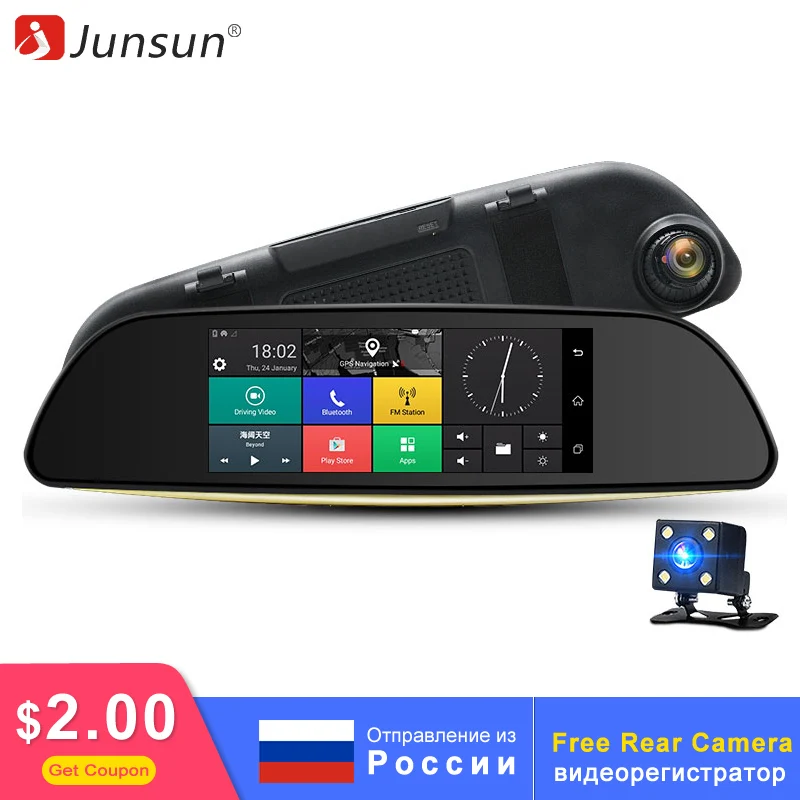 

Junsun Android 5.0 Car DVR 3G Rearview Mirror Dual Lens Recorder Camera Full HD 1080P Dash Cam 6.5" GPS Registrar Navigation