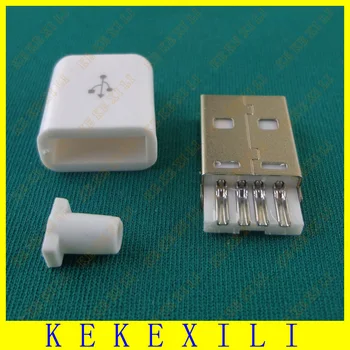 

20pcs USB 2.0 Connector Type A Male USB 4 Pin Plug Socket Connector Soldering With white Plastic Cover for DIY Custom Handmade