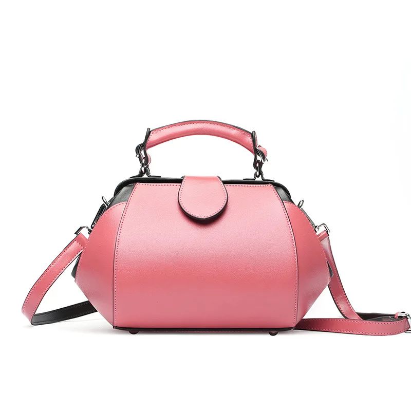 

Fashion Doctor bag cow leather Messenger Bags brand new 2018 women genuine leather shoulder bag free Shipping