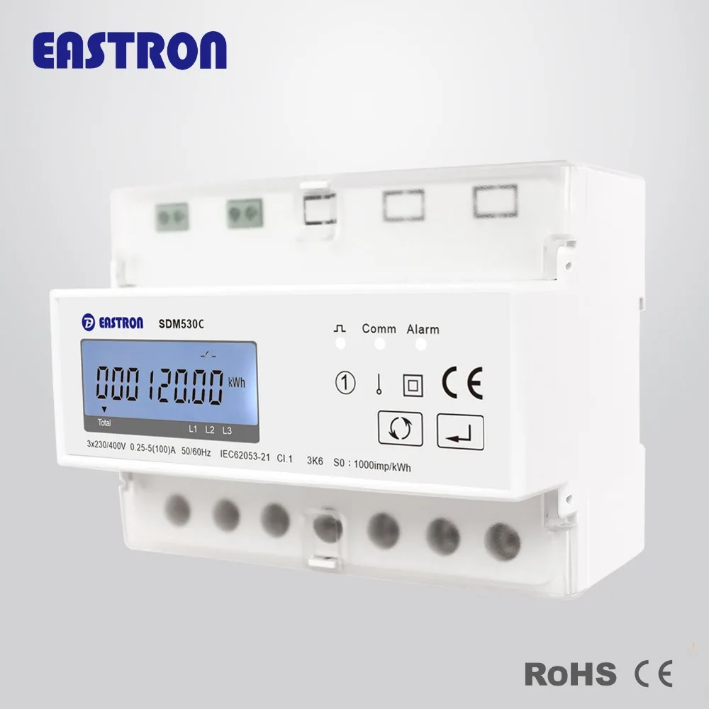 

SDM530C Three Phase Remote Control Three Phase Four Wire Din Rail Energy Meter, RS485 Modbus RTU and Pulse Output, CE approved