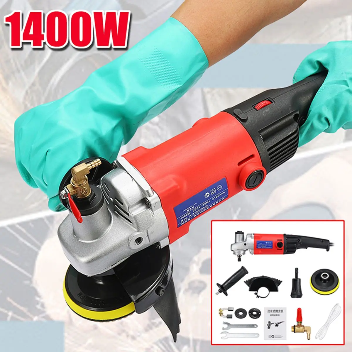 

Drillpro 1400W Polisher Grinder Diamond Polishing pads Angle Grinder For Concrete Marble Granite with Gloves Power Tools