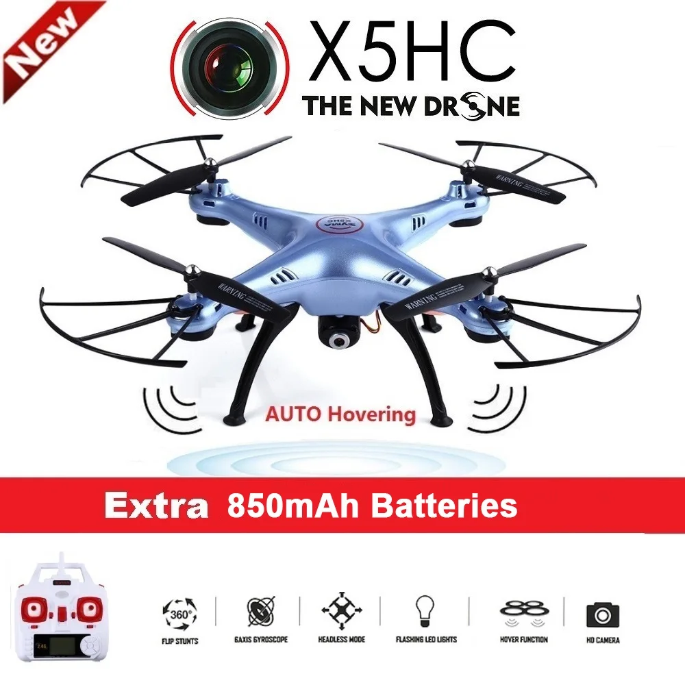 

SYMA X5HC 4-CH 2.4GHz 6-Axis RC Quadcopter With 2MP HD Camera AUTO Hovering Headless Mode RC Drone SYMA X5SC Upgraded Version