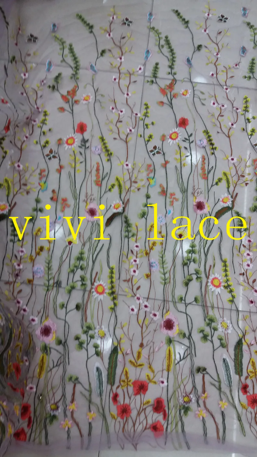 

MX167 floral colorful french embroidery tulle mesh lace fabric for stage /wedding/evening dress/party,