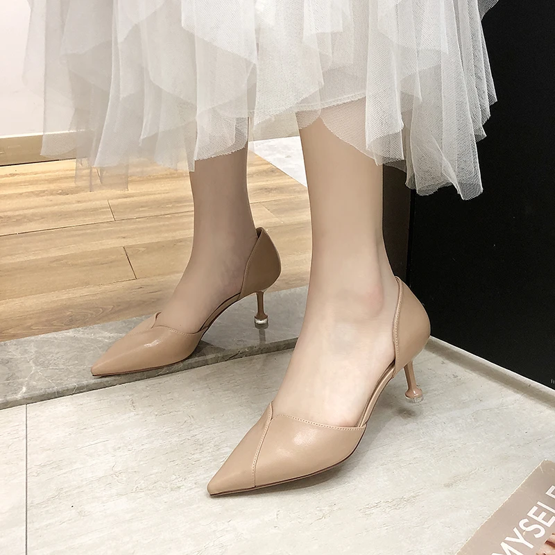 

2019 Summer High Heeled Shoes Women Pumps Pointed Toe Pu Leather Female Office Shoes Woman Sandals Zapatos Mujer