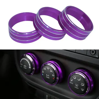 

3pcs Audio Air Conditioning Button Cover Decoration Twist Switch Ring Trim for Jeep Wrangler JK JKU Patriot Liberty 2011-2018