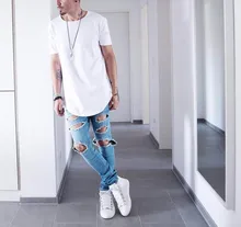 Streetwear Camisetas Summer Men Short Sleeve Extended Hiphop T shirt Oversized Tyga Kpop Swag Clothes Men’s Casual Justin Bieber