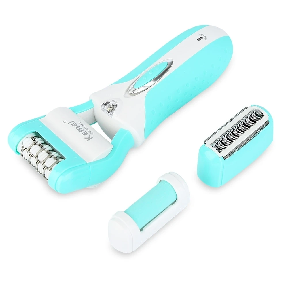 

Kemei 3 in1 Rechargeable Electric Callus Remover Original Lady Shaver Epilator Hair Removal for Women Bikini Leg Underarm Armpit