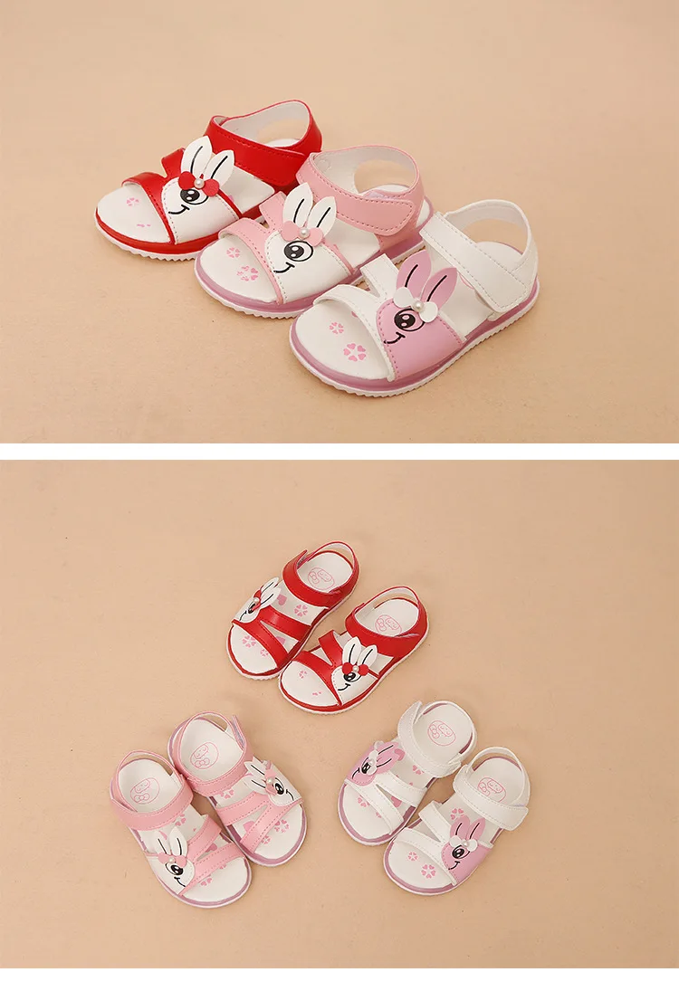 Новые летние детские сандалии со светодиодной подсветкой модная детская обувь для принцесс с мультяшным кроликом и бантом дышащая обувь на мягкой подошве#1