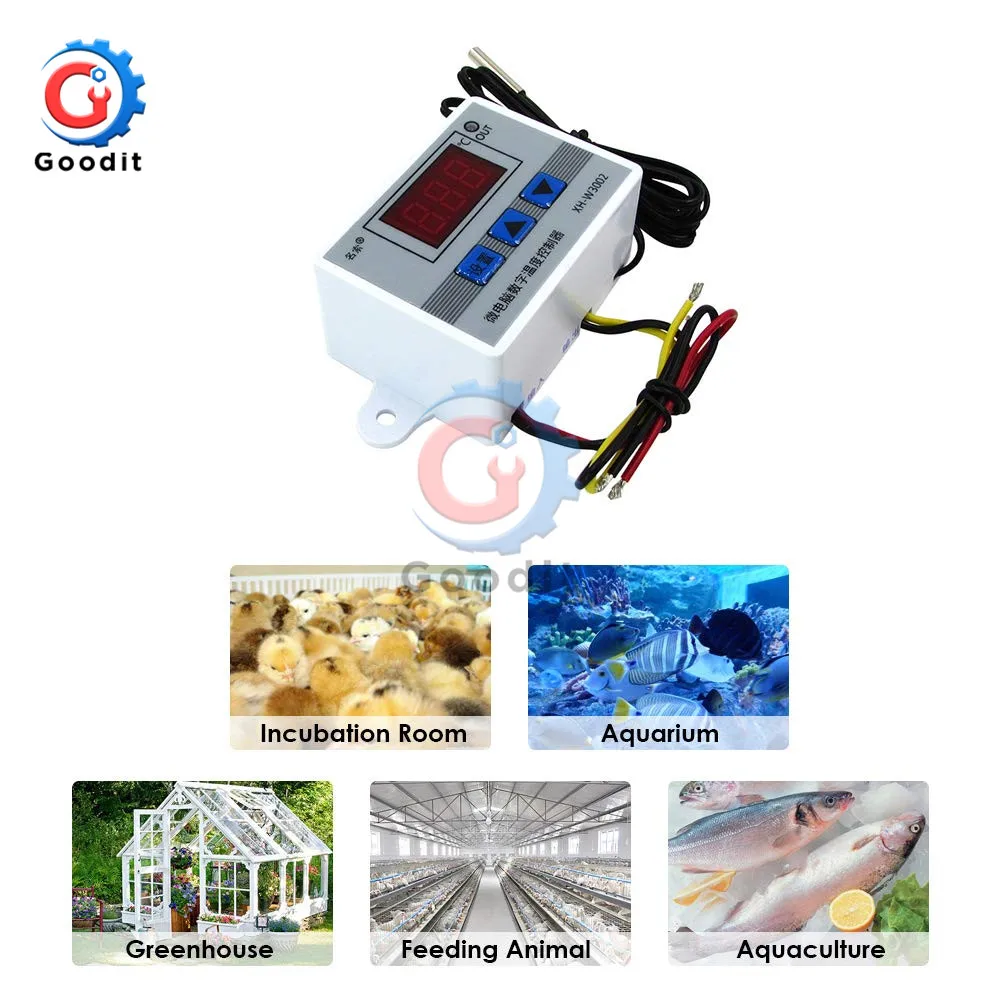 XH W3002 DC 12V 24V AC 110V 220V цифровой светодиодный регулятор температуры 10A Переключатель
