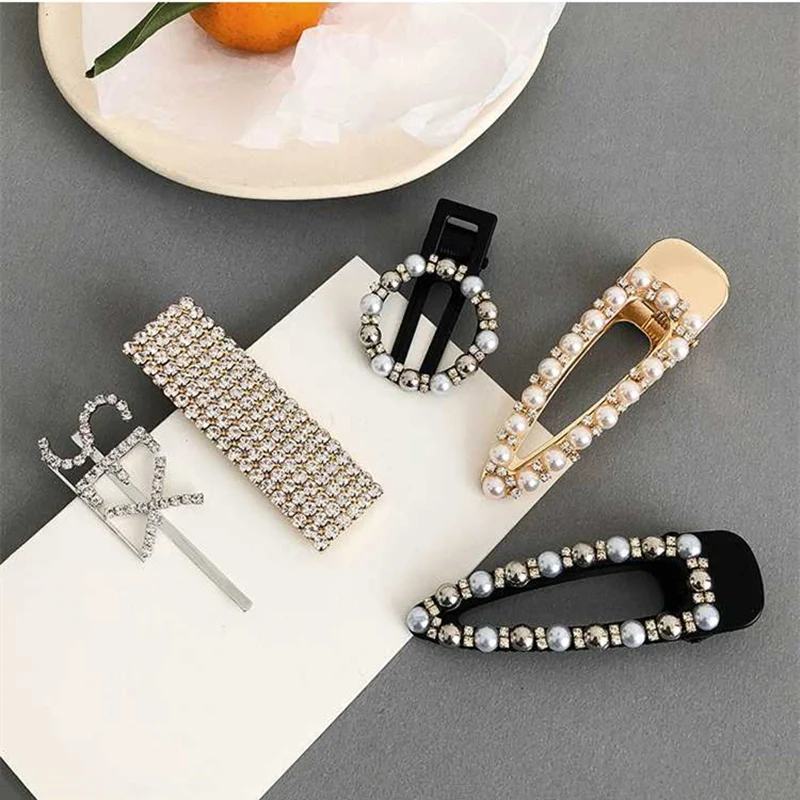 

SHIFEEL 2019 New Hot Sell Hair Clip Fashion Rhinestone Pearls Barrettes Sweet Girl's Hairwear