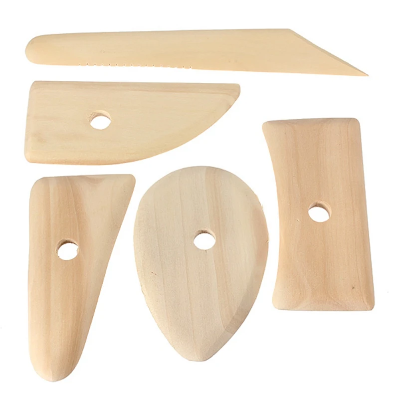 5Pcs Wood Tool Set Potters Rib Wood Pottery Clay Sculpture Ceramics