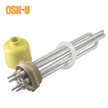 Electric Heating Element Brass Thread for Water Heater 201SUS DN40 1.5 Threaded Water Heater Element 3KW/4.5KW/6KW/9KW/12KW tubular bundle water heater electric tube heating element ac 380v 6kw