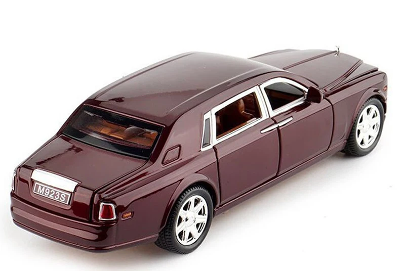 Детские игрушки 1:24 Литой под давлением сплав Rolls-Royce Phantom 1:24 Литой под давлением винно-Красный модель автомобиля коллекция мини-модель автомобиля игрушки W звуковой светильник