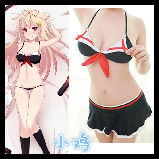 

Kantai Collection Cosplay Costume Japanese School Sailor Swimwear Lolita Sexy Girl Women Student Two-Pieces Bikini