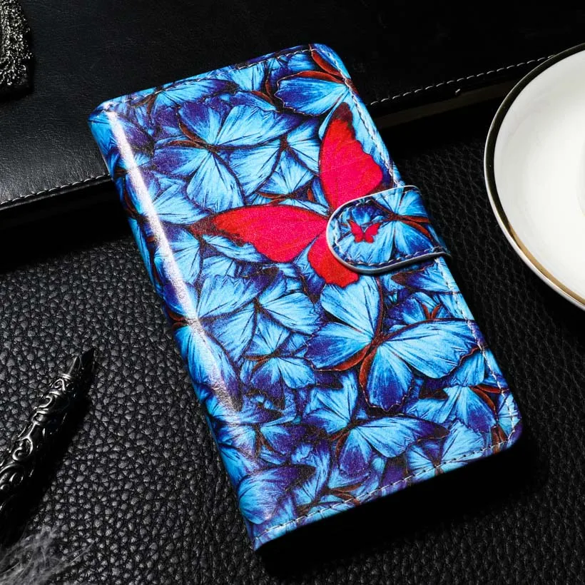 Stand Flip Leather Case For Samsung Galaxy Note 10 Plus 3 5 9 Note3 Note III Note4 Note10 Wallet Case PU Painted Bags Fundas