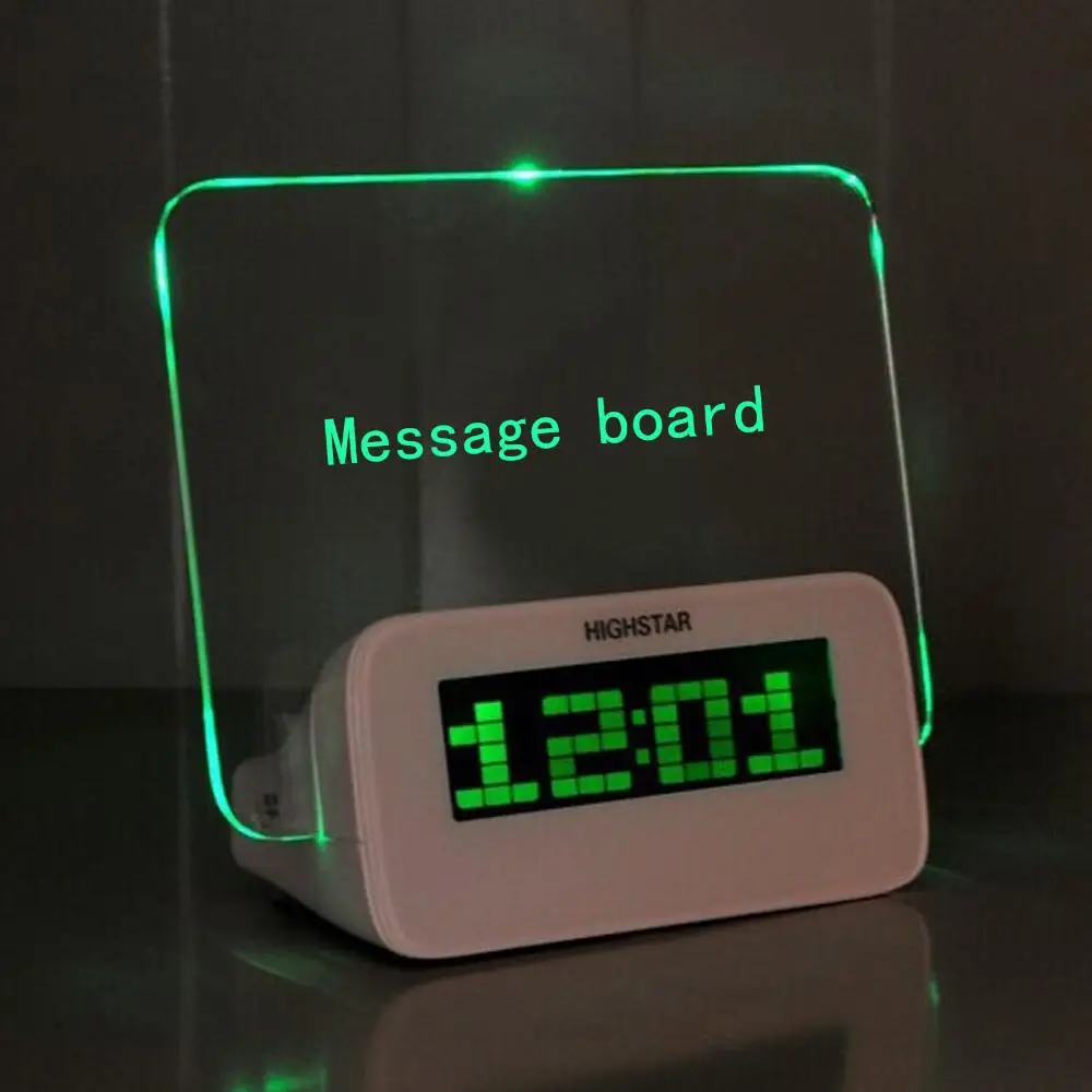 New LED Fluorescent Message Board Digital Alarm Clock Calendar Night ...