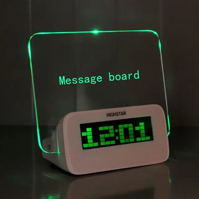New LED Fluorescent Message Board Digital Alarm Clock Calendar Night