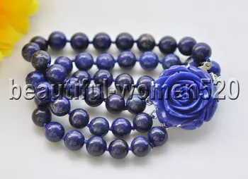 

Z9188 3Strands 10mm Natural Blue Round lapis lazuli Bead Bracelet 8inch