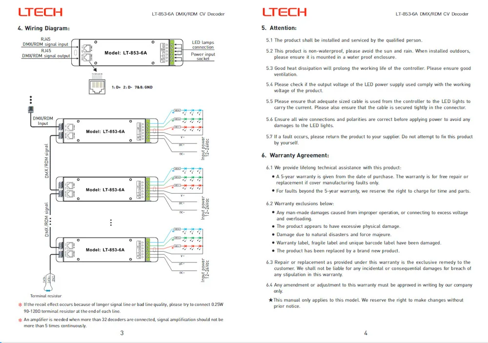 LTECH LT 853 6A 3CH контроллер dmx Вход Напряжение 12 24Vdc|Контролеры RGB| |