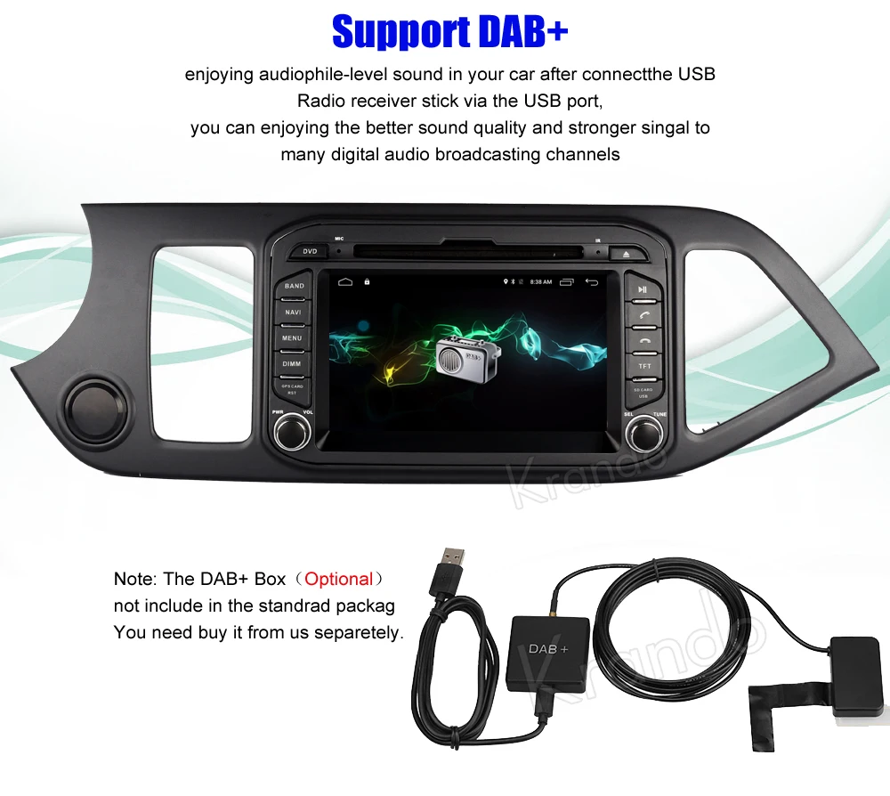 Excellent Krando 8" Android 8.0 car dvd audio player for Kia Picanto Morning 2011+ entertainment gps navigation syatrm playstore WIFI OBD2 10