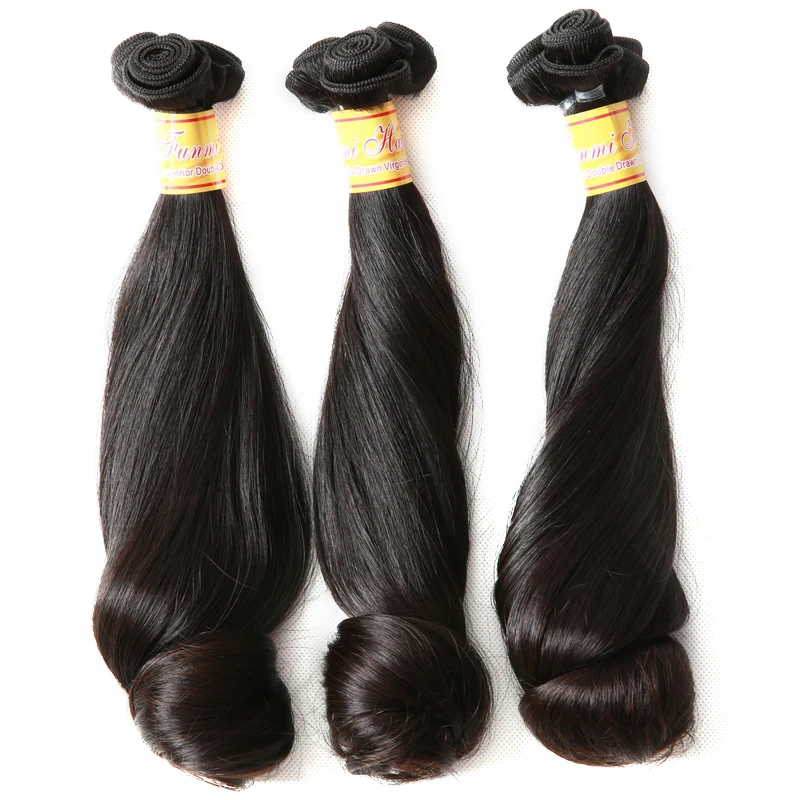 3 bundles Aunty Funmi Hair Egg curl natural color double drawn virgin European hair double drawn machine weft