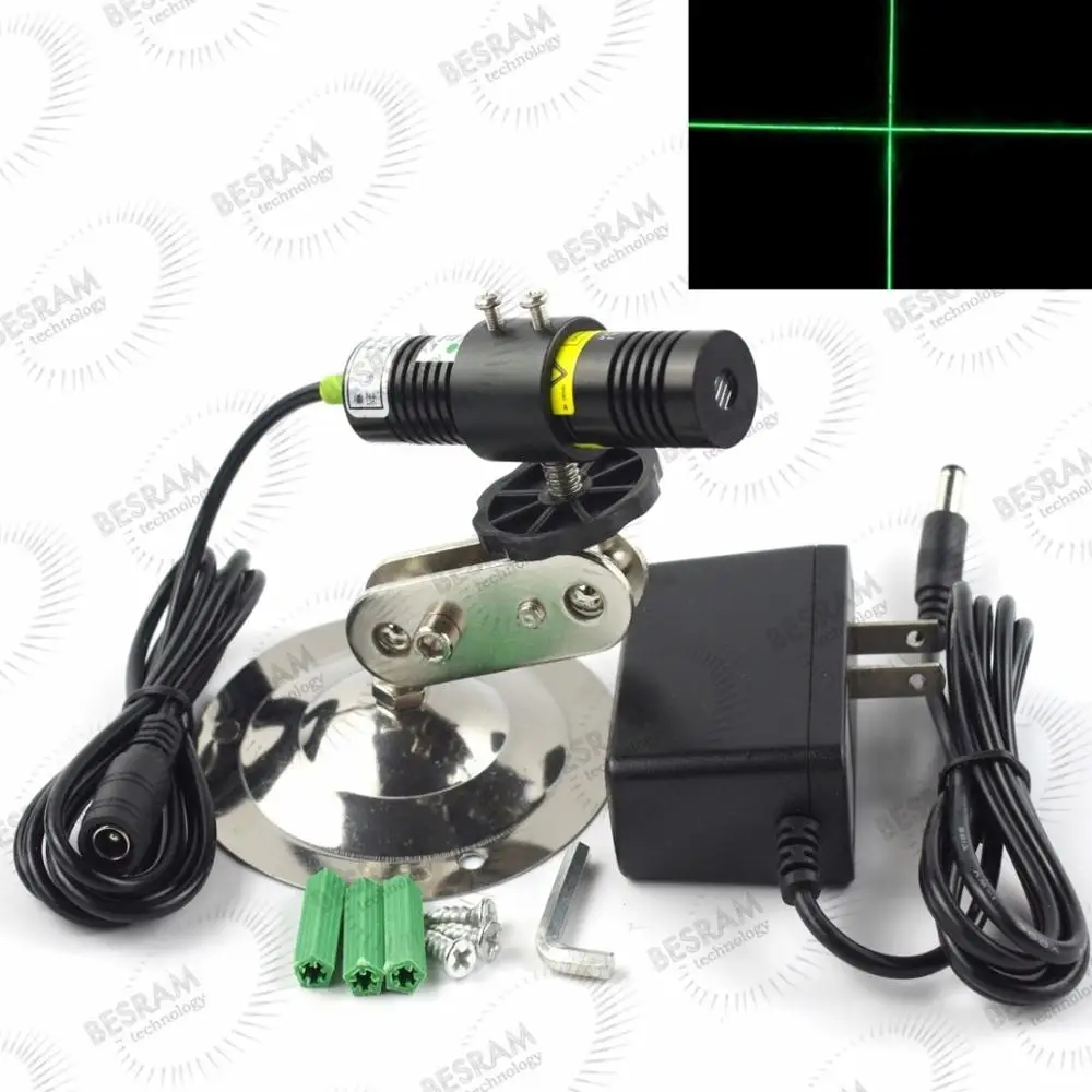 

532nm 30mW Green Laser Cross Module Locator for Cutting Machine +adapter +mount