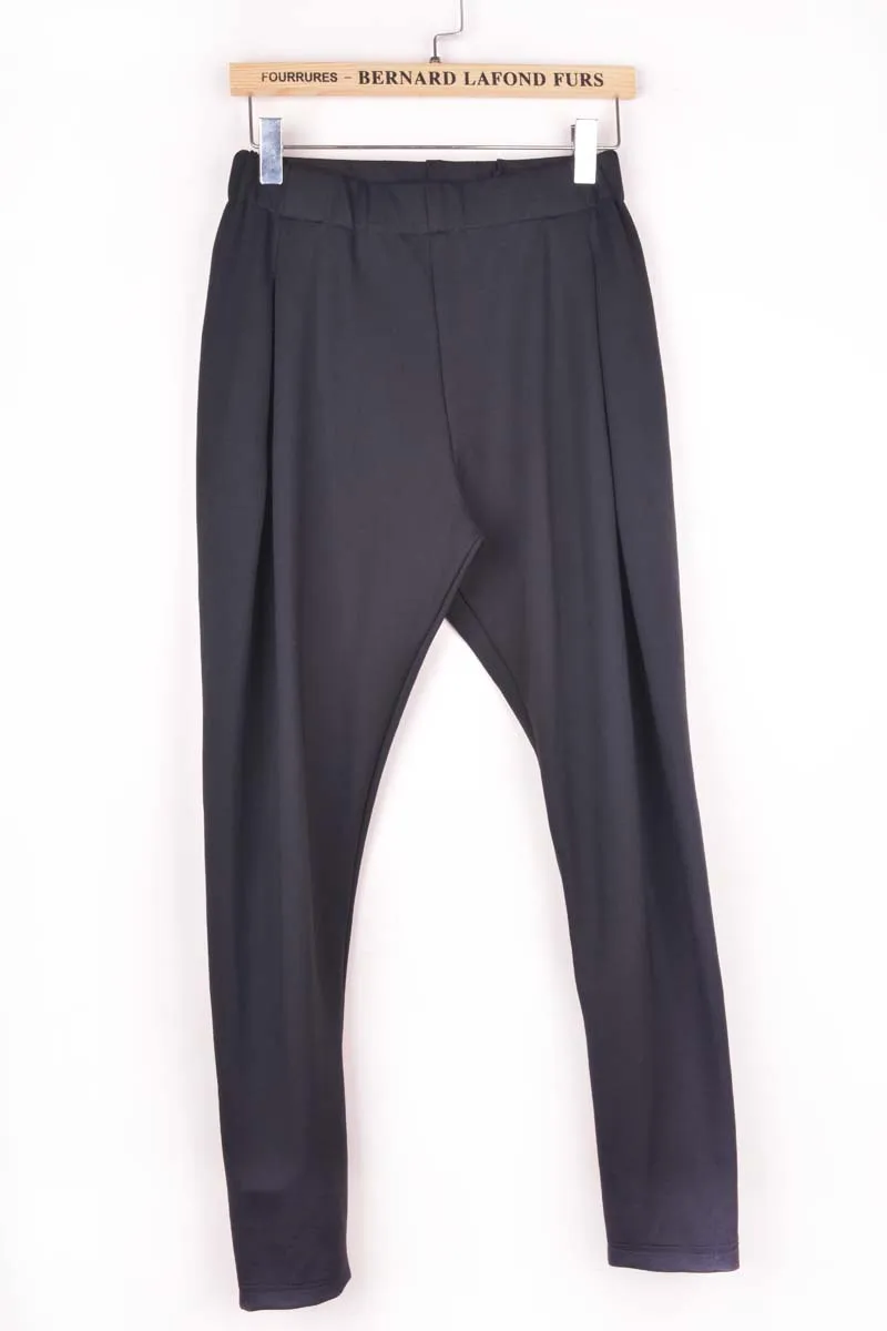 

Autumn Winter New Black Women's Harem Pants Casual Style Trousers Knitted Pleated Solid High Waist Pants & Capris