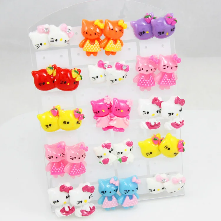 15 Pairs O Kitty Jewelry For Women Mix Colors Cute S Kids 15 Pairs O Kitty Jewelry For Women Mix Colors Cute S Kids Earrings Flower Stud Accessories Ers G22 In From