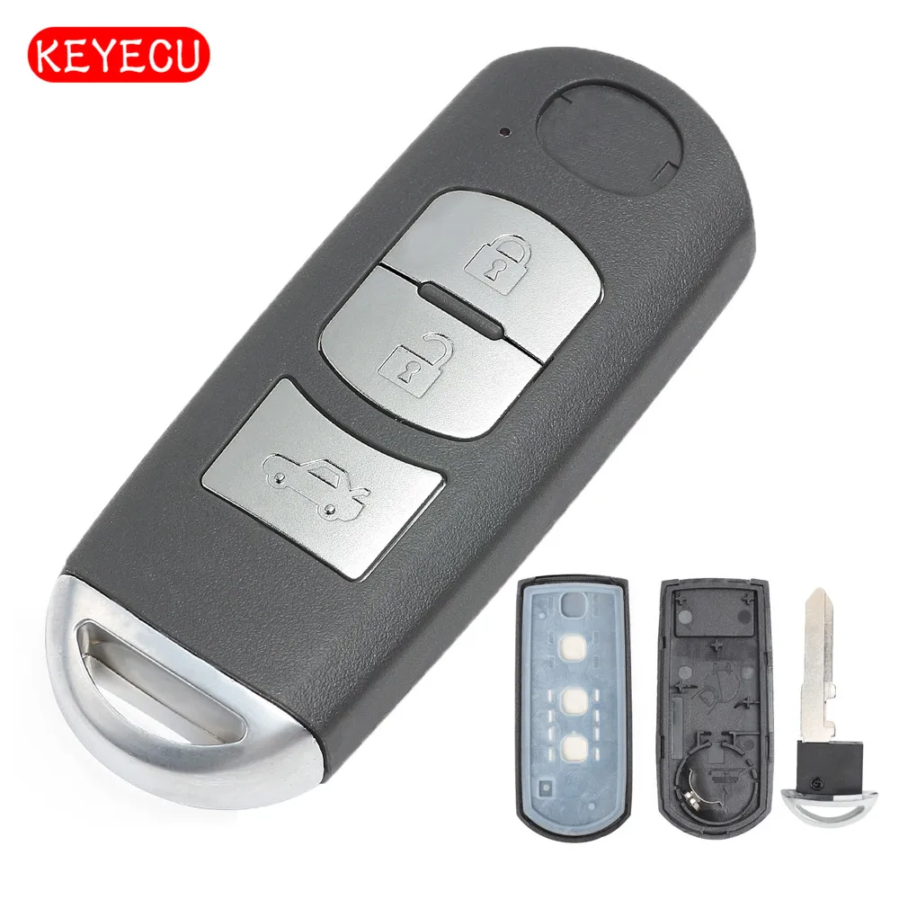 

Keyecu Smart Remote Key Shell Case Fob 3 Buttons for Mazda 3 5 6 CX-5 CX-7 CX-9 RX8 Miata MX5