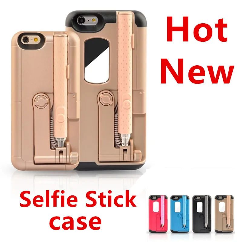 

For iPhone 6 Plus Case with Selfie Stick Phone Cover for iPhone 6S Plus Case Coque Mirror Back Cover For iPhone 6Plus Cover