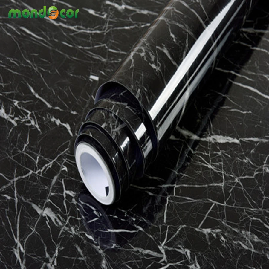 

Black Wood Grain Marble Solid Self Adhesive Wallpaper for Kitchen Cabinets Countertops Door Wall Sticker PVC Vinyl Contact Paper