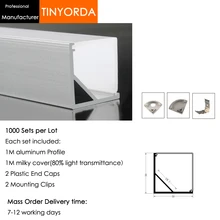 Tinyorda 1000 шт.(длина 1 м) светодиодный профиль Alu светодиодный профиль канала для 19 мм Светодиодные полосы света 1 м светодиодный профиль Alu профильный кабельный канал