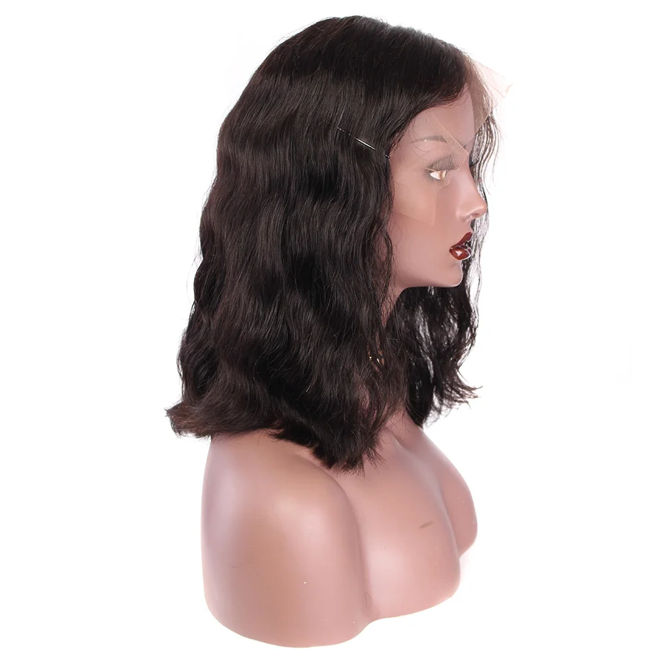 YVONNE 13x4 объемная волна короткий Боб Синтетические волосы на кружеве парики бразильские волосы Virgin(не подвергавшиеся химическому воздействию) волосы парик из натуральных Цвет