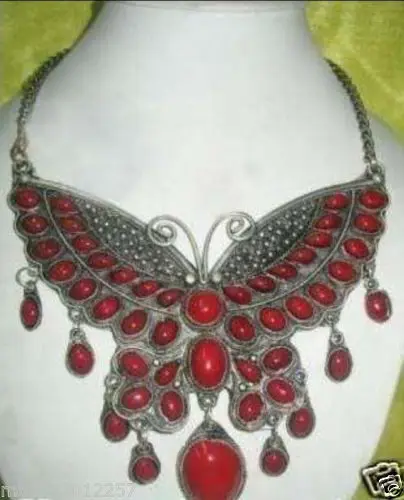 

hot sell- vintage pretty old tibet silver inlay coral jewlery necklace NEW -Top quality free shipping