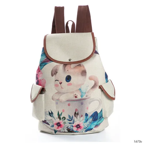 Miyahouse холст милый кот с очками печати женский рюкзак повседневное шнурок школьные сумки для девочек подростков леди рюкзак - Цвет: 1673c