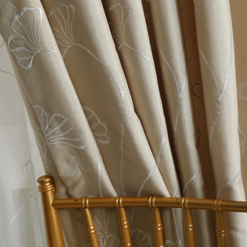 

Curtains for Living Dining Room Bedroom Modern and Simple Embroidery Shading Curtain Fabric E Curtains Blackout